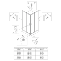 Душевой угол раздвижной RV27B-12080-01-C8 1200x800x1900 Цвет профиля Чёрный Стекло Прозрачное Veconi