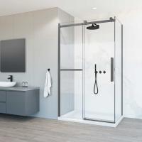 Душевой уголок прямоугольный VSR-1CS1011CLGM 1100x1000x1950 профиль вороненая сталь стекло прозрачное Vincea