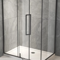 Душевой угол раздвижной прямоугольный RV034B-11090-01-C7 1100х900х1950 Цвет профиля Чёрный матовый Стекло Прозрачное Veconi