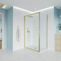 Душевой угол раздвижной E1-SP-G-13090-01-C9 1300х900x1950 Цвет профиля Золото брашинг Стекло  Прозрачное Veconi