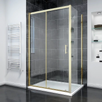 Душевой угол раздвижной прямоугольный RV055G-12090-01-C8 1200х900х1950 Цвет профиля Золото брашинг Стекло Прозрачное Veconi