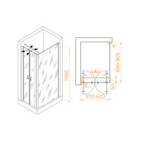 Душевой уголок RGW PA-144 (PA-104 + Z-050-2 + O-104) прямоугольный   60* 90*195 060814469-011 профиль Хром стекло Прозрачное 6 мм RGW