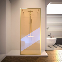 Душевая перегородка 1200x2000 KR90GC-120-09-C4 цвет профиля Брашированное золото стекло Хамелеон Veconi
