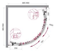Душевой уголок радиальный ACQUA-R-2-90-C-Cr 900x900 BelBagno