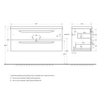 Тумба под раковину подвесная с двумя выкатными ящиками ECO-CER  Grafito ECO-CER-1200-2C-SO-GR-P CEZARES